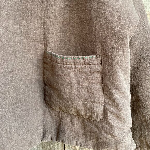 100% Linen Cotton Unique Padded (Quilted) Top, OS, Coffee - Picture 5 of 10